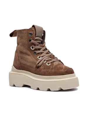 INUIKII Botki na platformie MATILDA | shearling | zamsz