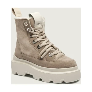 INUIKII Botki na platformie MATILDA SHEARLING | zamsz