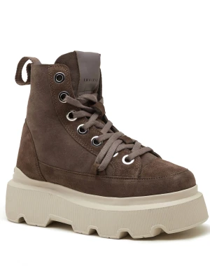 INUIKII Botki na platformie MATILDA | shearling | zamsz
