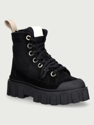 Inuikii buty na platformie damskie zamszowe Matilda Wool czarny