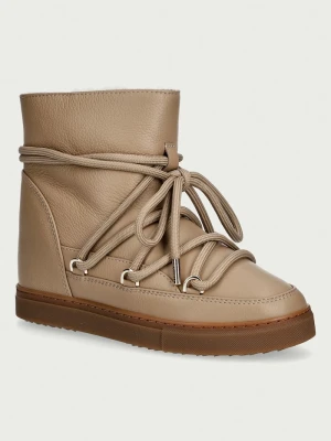 Inuikii Full Leather Wedge śniegowce damskie skórzane beżowy