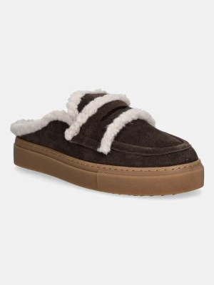 Inuikii kapcie zamszowe Mule Wool kolor brązowy 1004.017.0011.152
