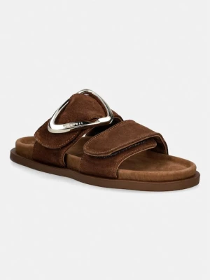 Inuikii klapki damskie nubukowe Dreamer Buckle brązowy