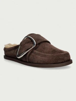 Inuikii klapki damskie zamszowe Shearling Mule Soft brązowy