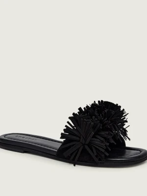 Zdjęcie produktu INUIKII Klapki FRINGES FLOWER | zamsz czarny