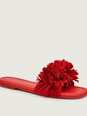 INUIKII Klapki FRINGES FLOWER | zamsz czerwony