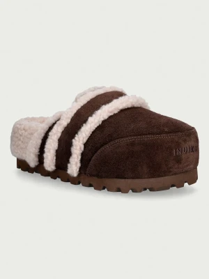 Inuikii klapki na platformie damskie zamszowe Cozy Loafer brązowy