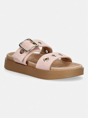 Inuikii klapki na platformie damskie zamszowe Tilda Buckle