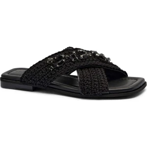 INUIKII Klapki WOVEN CROSSED STONES | z dodatkiem skóry