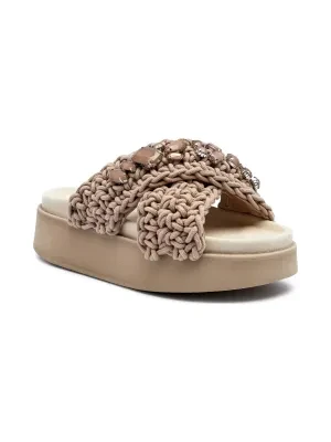 INUIKII Klapki WOVEN STONES PLATFORM | z dodatkiem skóry