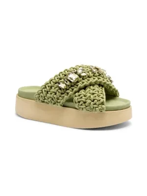 INUIKII Klapki WOVEN STONES PLATFORM | z dodatkiem skóry