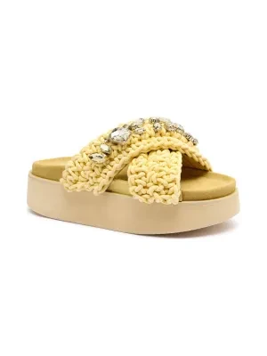 INUIKII Klapki WOVEN STONES PLATFORM | z dodatkiem skóry