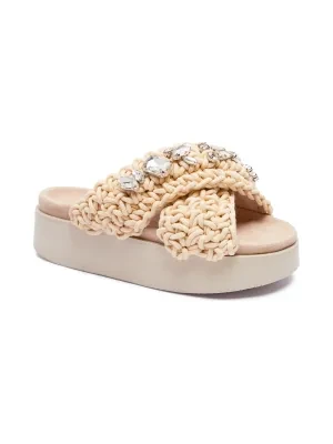 INUIKII Klapki WOVEN STONES PLATFORM | z dodatkiem skóry