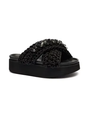 INUIKII Klapki WOVEN STONES PLATFORM | z dodatkiem skóry
