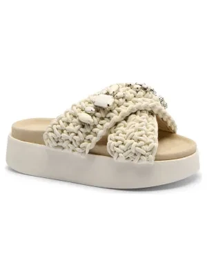 INUIKII Klapki WOVEN STONES PLATFORM | z dodatkiem skóry