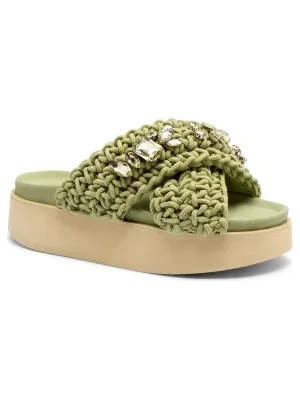 INUIKII Klapki WOVEN STONES PLATFORM | z dodatkiem skóry