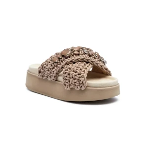 INUIKII Klapki WOVEN STONES PLATFORM | z dodatkiem skóry