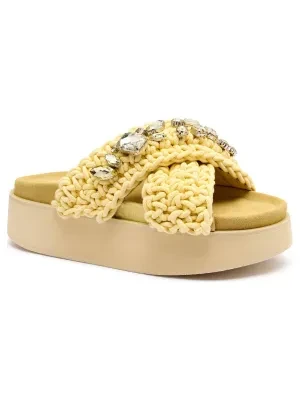 INUIKII Klapki WOVEN STONES PLATFORM | z dodatkiem skóry