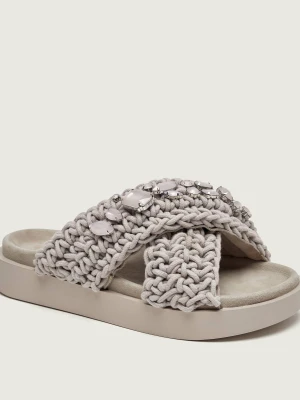 INUIKII Klapki WOVEN STONES | zamsz szary