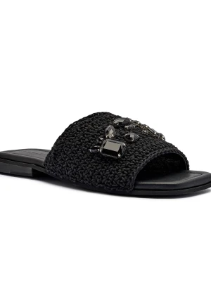 INUIKII Klapki Woven Strap Stones | z dodatkiem skóry czarny