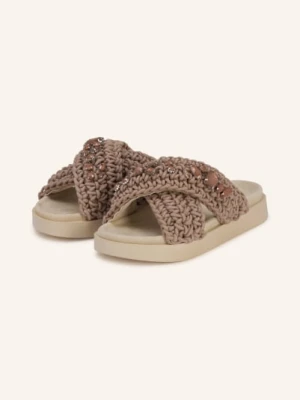 Inuikii Klapki Z Ozdobnymi Kamykami beige