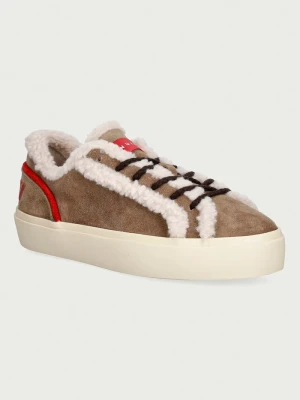 Inuikii Lila Shearling Lace Up sneakersy damskie zamszowe beżowy