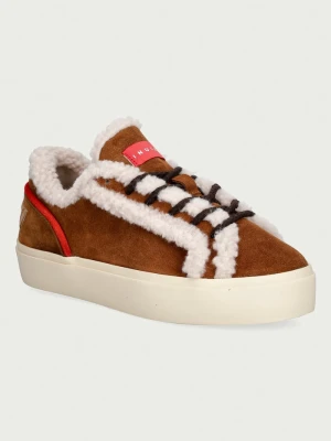 Inuikii Lila Shearling Lace Up sneakersy damskie zamszowe brązowy