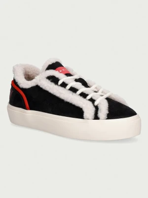 Inuikii Lila Shearling Lace Up sneakersy damskie zamszowe czarny