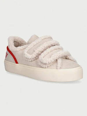 Inuikii Lila Shearling Low Velcro sneakersy damskie zamszowe beżowy