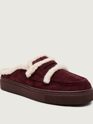 INUIKII Mule | shearling | zamsz bordowy
