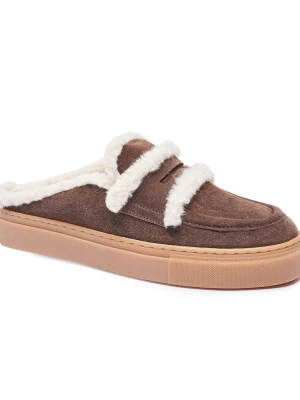 INUIKII Mule | shearling | zamsz brązowy