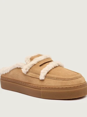 INUIKII Mule | zamsz | shearling piaskowy