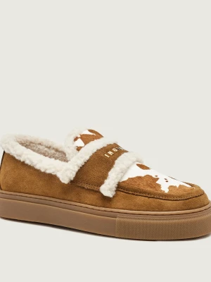 INUIKII Ocieplane loafersy Print | shearling | zamsz brązowy