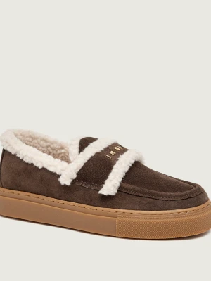INUIKII Ocieplane loafersy | shealing | zamsz | z dodatkiem wełny brązowy