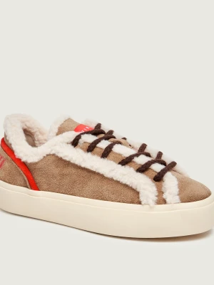 INUIKII Ocieplane sneakersy Lila Lace-Up | zamsz | shearling | z dodatkiem wełny beżowy