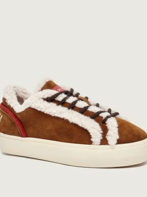 INUIKII Ocieplane sneakersy Lila Lace-Up | zamsz | shearling | z dodatkiem wełny brązowy