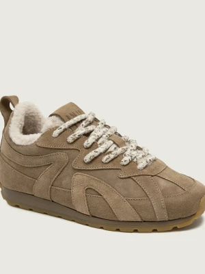 INUIKII Ocieplane sneakersy Maribella | shearling | zamsz beżowy