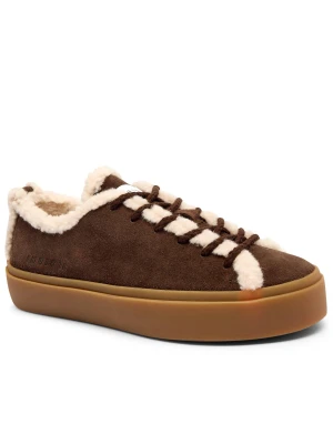 INUIKII Ocieplane sneakersy | shearling | zamsz brązowy