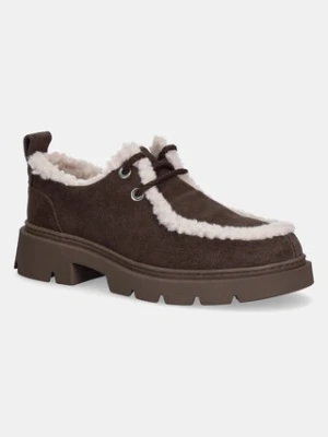 Inuikii półbuty zamszowe Wallabee Curly damskie kolor brązowy na płaskim obcasie 1015.003.0011.150
