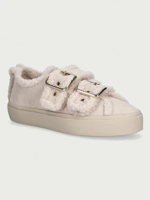 Inuikii Shearling Low Velcro Buckle sneakersy damskie zamszowe beżowy