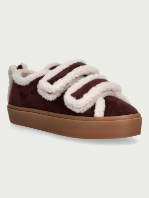Inuikii Shearling Low Velcro sneakersy damskie zamszowe bordowy