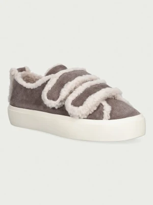 Inuikii Shearling Low Velcro sneakersy damskie zamszowe szary