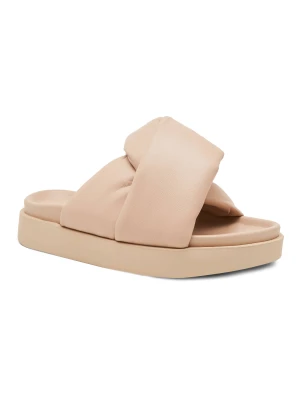 INUIKII Skórzane klapki Soft Crossed beżowy