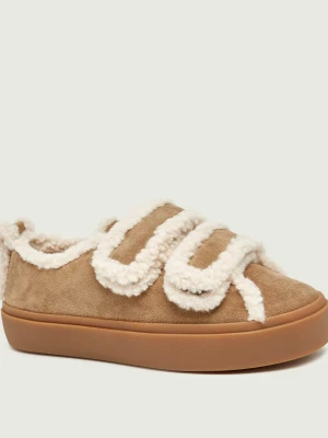 INUIKII Skórzane sneakersy Velcro | shearling beżowy