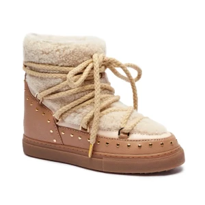INUIKII Skórzane śniegowce CURLY ROCK WEDGE | z dodatkiem wełny