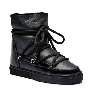INUIKII Skórzane śniegowce GLOSS WEDGE | z dodatkiem wełny