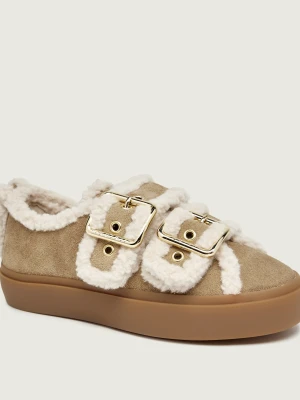 INUIKII Sneakersy Low | shearling | zamsz beżowy