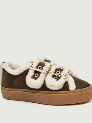 INUIKII Sneakersy Low | shearling | zamsz brązowy
