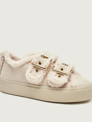 INUIKII Sneakersy Low | shearling | zamsz ecru