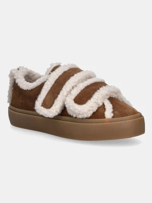 Inuikii sneakersy zamszowe Shearling Low Velcro brązowy